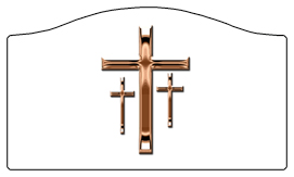 DASHELL-517-BZ-WT Bronze 3 Crosses White Background